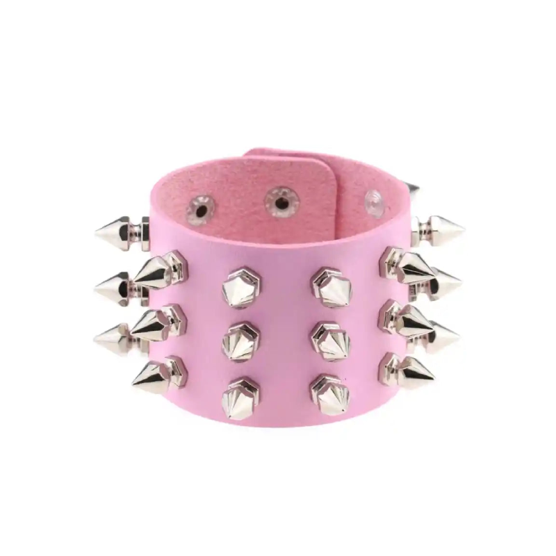 Punk PU Cuff Bangles Studded Wristband Bracelets