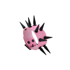 Punk PU Cuff Bangles Studded Wristband Bracelets Pink Black