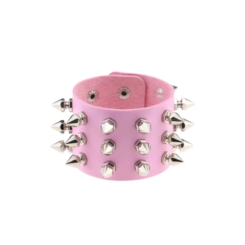 Punk PU Cuff Bangles Studded Wristband Bracelets