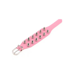 Punk PU Cuff Bangles Studded Wristband Bracelets Stud Pink