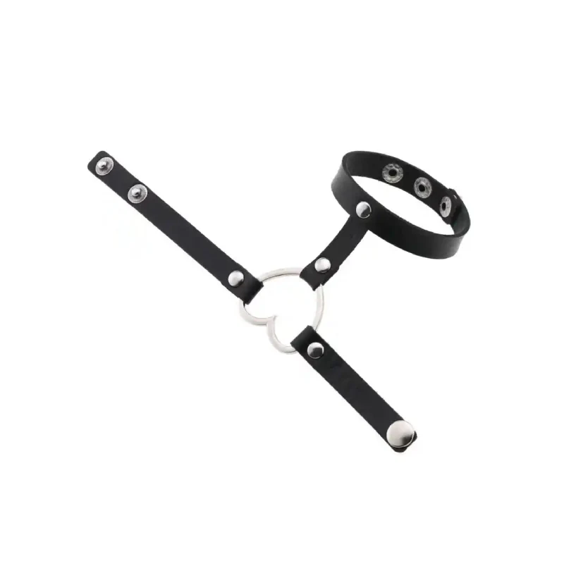 Punk PU Leather Heart Cuff Wristband Bracelet