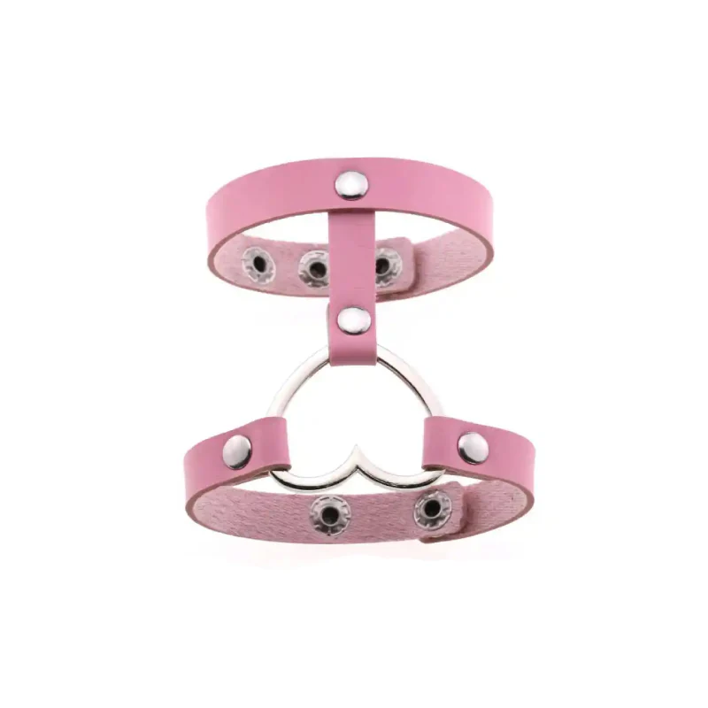 Punk PU Leather Heart Cuff Wristband Bracelet