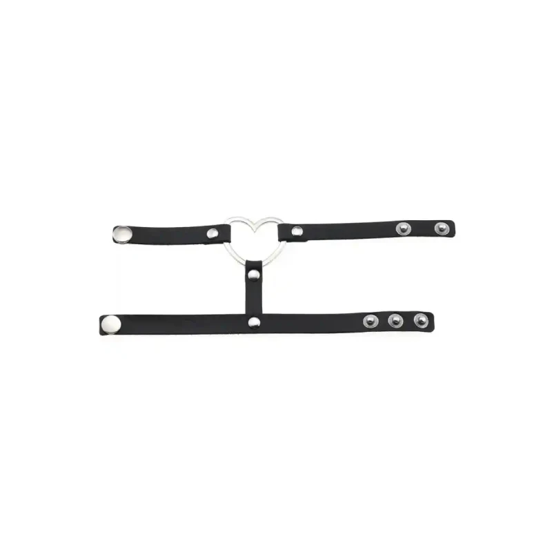 Punk PU Leather Heart Cuff Wristband Bracelet