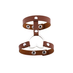 Punk PU Leather Heart Cuff Wristband Bracelet Brown