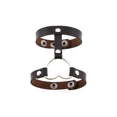 Punk PU Leather Heart Cuff Wristband Bracelet Coffee