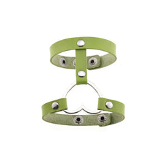 Punk PU Leather Heart Cuff Wristband Bracelet Green