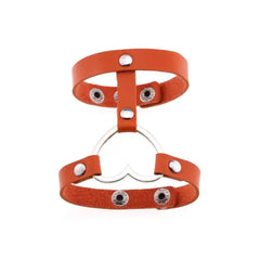Punk PU Leather Heart Cuff Wristband Bracelet Orange