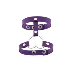 Punk PU Leather Heart Cuff Wristband Bracelet Purple