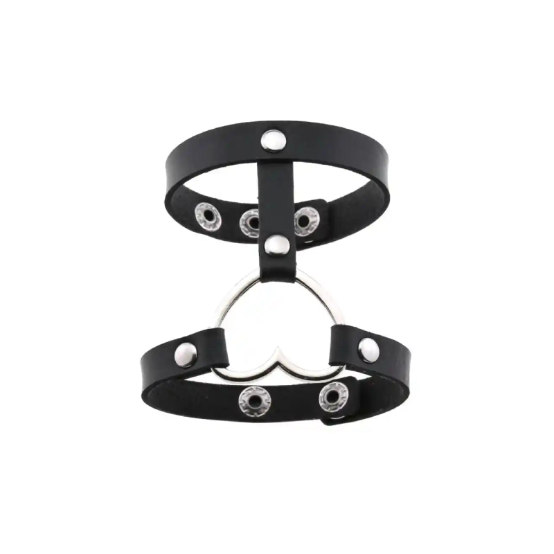 Punk PU Leather Heart Cuff Wristband Wrap Bracelet