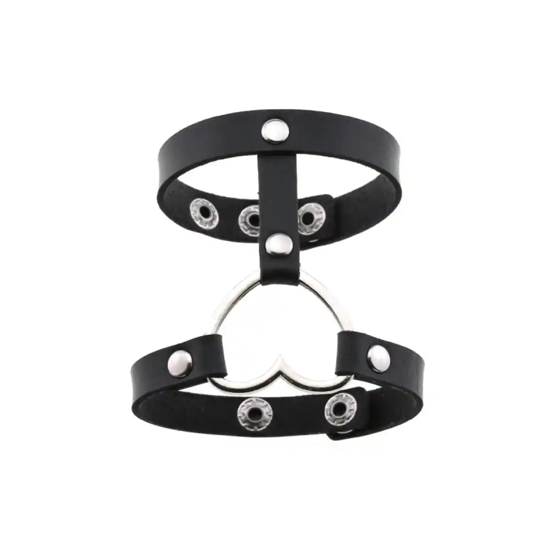 Punk PU Leather Heart Cuff Wristband Wrap Bracelet