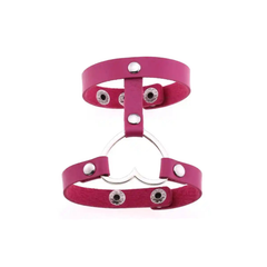 Punk PU Leather Heart Cuff Wristband Wrap Bracelet