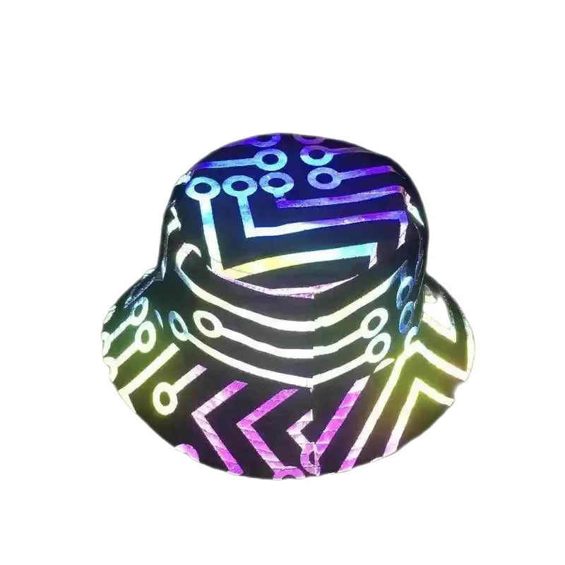 Punk Rock Hip Hop Style Colorful Reflective Bucket Hat