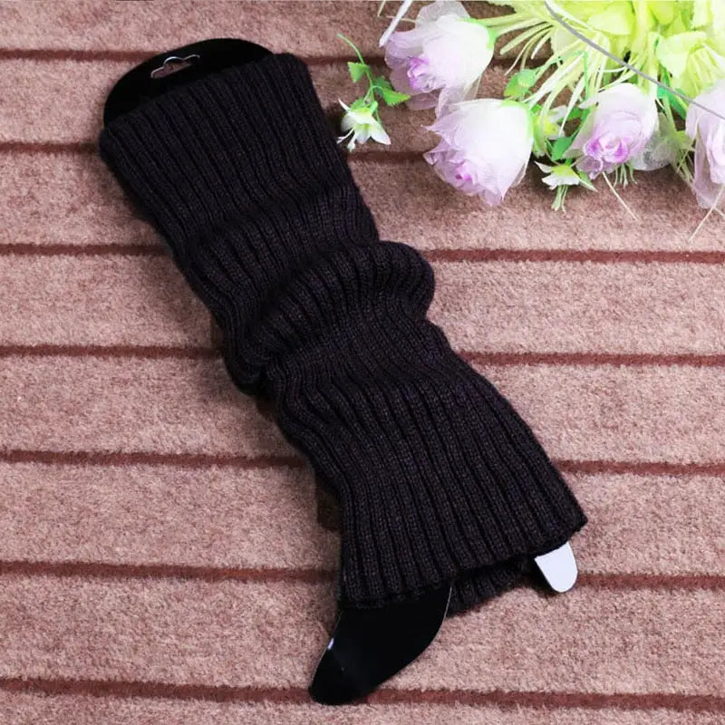 Punk Solid Color Cool Knit Long Warmers - Black / One Size