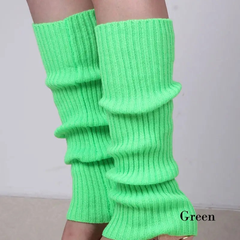 Punk Solid Color Cool Knit Long Warmers - Light Green