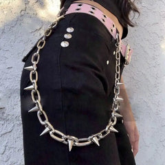 Punk Spike Metallic Waist Chain