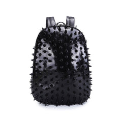 Punk Spike Rivets PU Leather Backpack - Black / One Size -