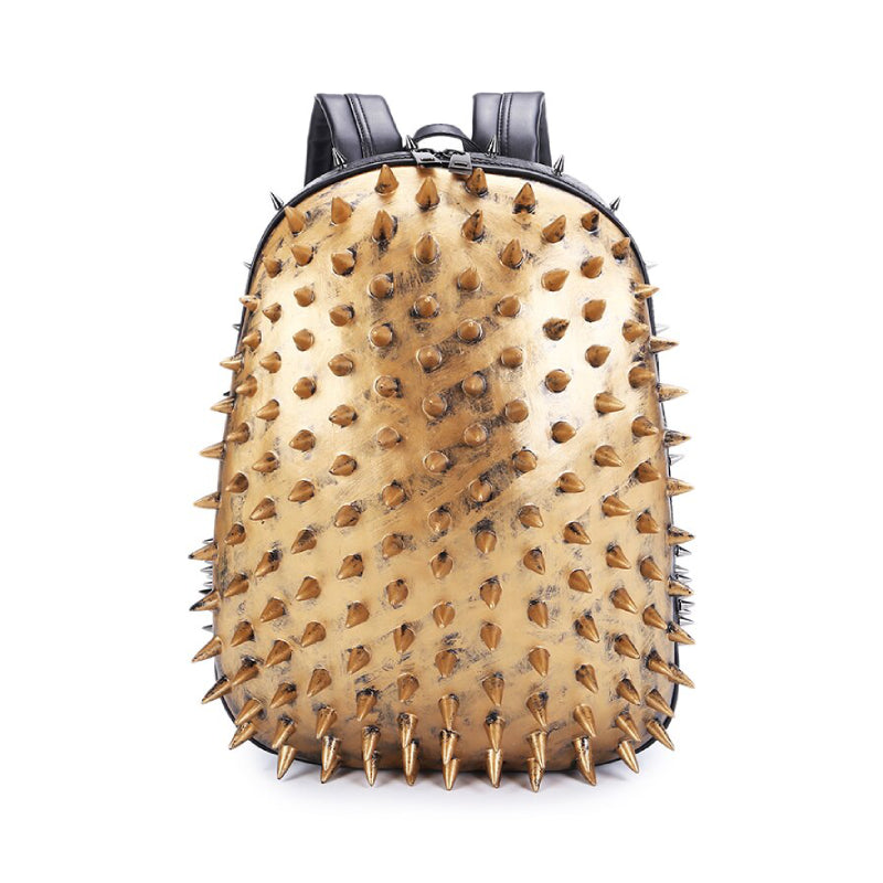 Punk Spike Rivets PU Leather Backpack - Gold / One Size -