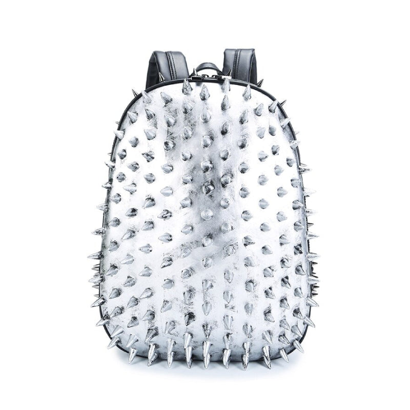 Punk Spike Rivets PU Leather Backpack - White / One Size -