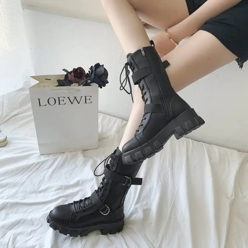 Punk Style Platform Ankle Boots Cotton Polyester Euro Size