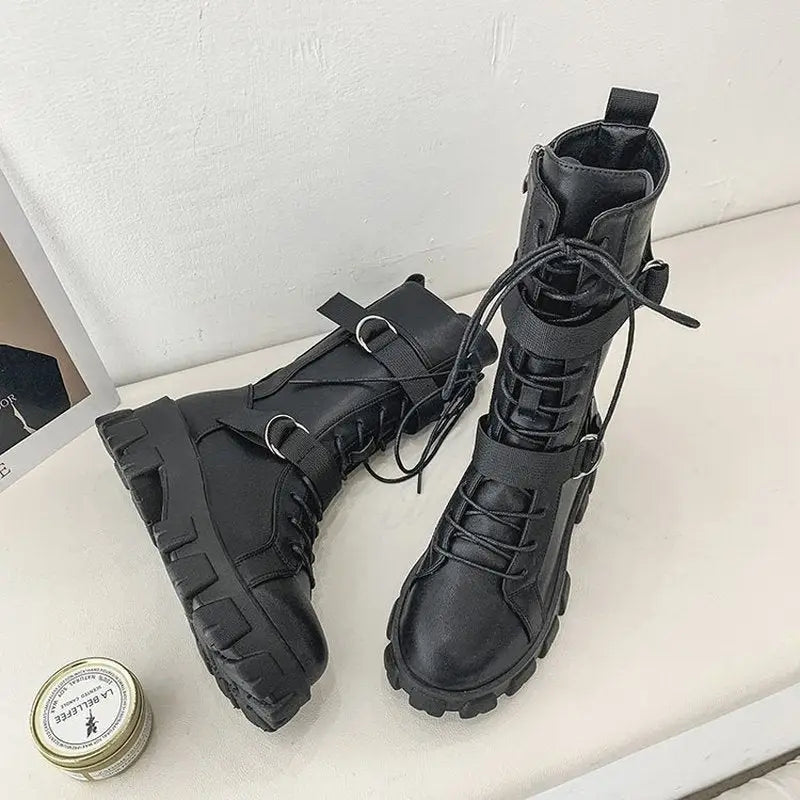 Punk Style Platform Ankle Boots Cotton Polyester Euro Size