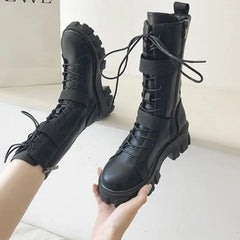 Punk Style Platform Ankle Boots Cotton Polyester Euro Size