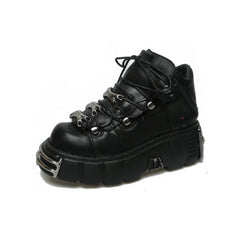 Punk Style Sneakers Lace-up Platform Shoes - black / 40