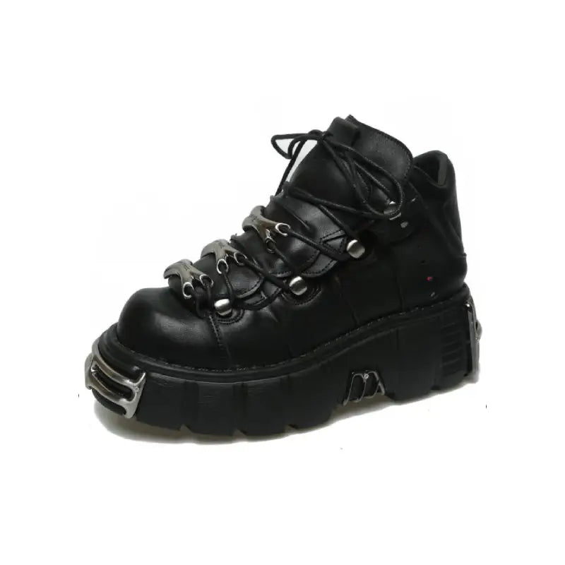 Punk Style Sneakers Lace Up Platform Shoes Euro Size black