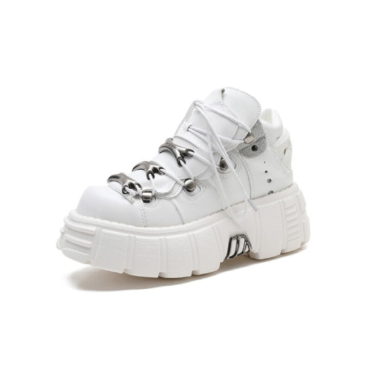Punk Style Sneakers Lace-up Platform Shoes - white / 35