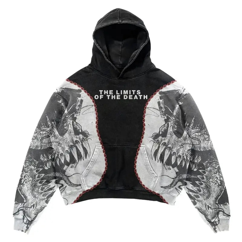 Punk Urban Printed Hoodie for Everyday Street Style Gray / M