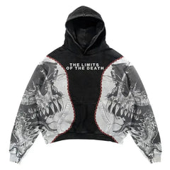 Punk Urban Printed Hoodie for Everyday Street Style Gray / M