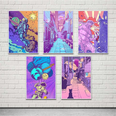 Purple City Street Poster Wall