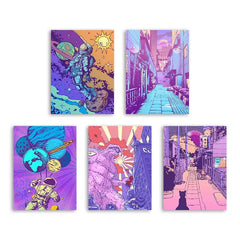 Purple City Street Poster Wall