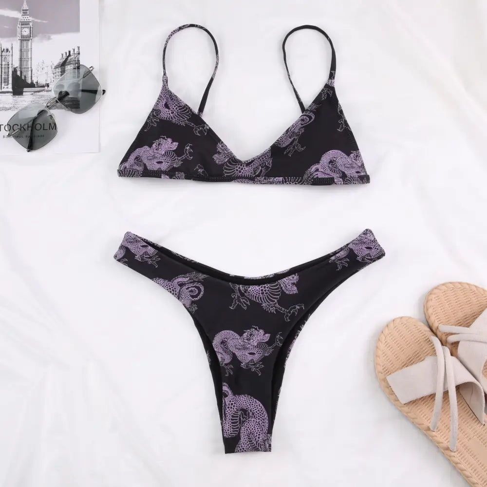 Purple Dragon Bikini with Long-Sleeve