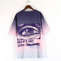 Purple Pink Gradient Eye Short Sleeve Oversize T-shirt