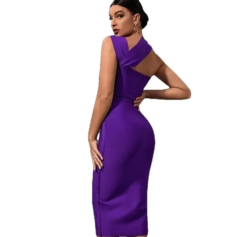 Solid Color Sleeveless Elegant Bandage Dress - UrbanWearOutsiders Solid Color Sleeveless Elegant Bandage Dress - UrbanWearOutsiders