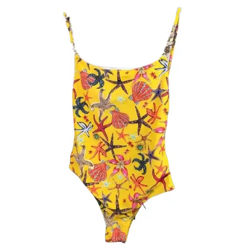 Push Up Starfish Print Monokini for Women Yellow / S