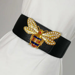Queen Bee Wide Cummerbunds Corset PU Leather Belt Elastic