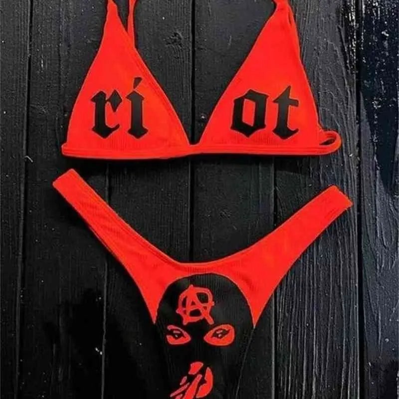 Riot Dark Punk High Waist Bikini Set