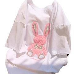 Rabbit Embroidery Loose T-Shirts