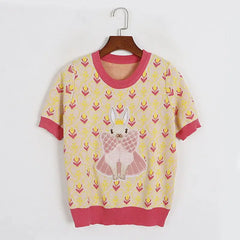 Embroidery Rabbit Short Sleeve T-Shirt