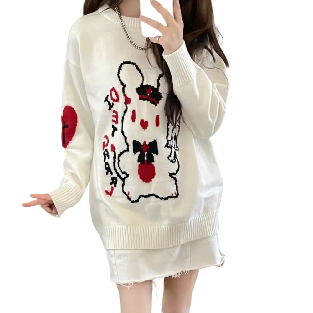 Rabbit Knitted Long Sleeve Pullover Sweater