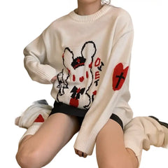 Rabbit Knitted Long Sleeve Pullover Sweater