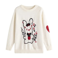 Rabbit Knitted Long Sleeve Pullover Sweater