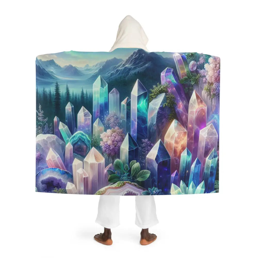 Radiant Enchantment - Magical Hooded Sherpa Blanket with Iridescent Crystals