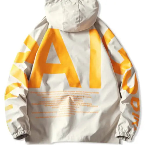 Raglan Letter Print Hooded Jacket for Men and Women