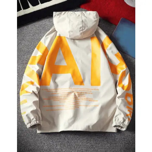 Raglan Letter Print Hooded Jacket for Men and Women