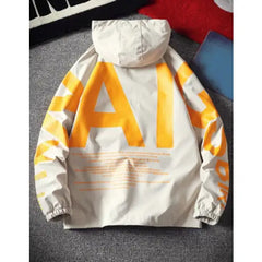 Raglan Letter Print Hooded Jacket for Men and Women