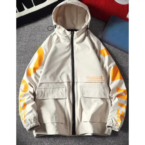 Raglan Letter Print Hooded Jacket for Men and Women