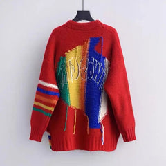 Rainbow Buttons Tassel Knitted Cardigan Sweater