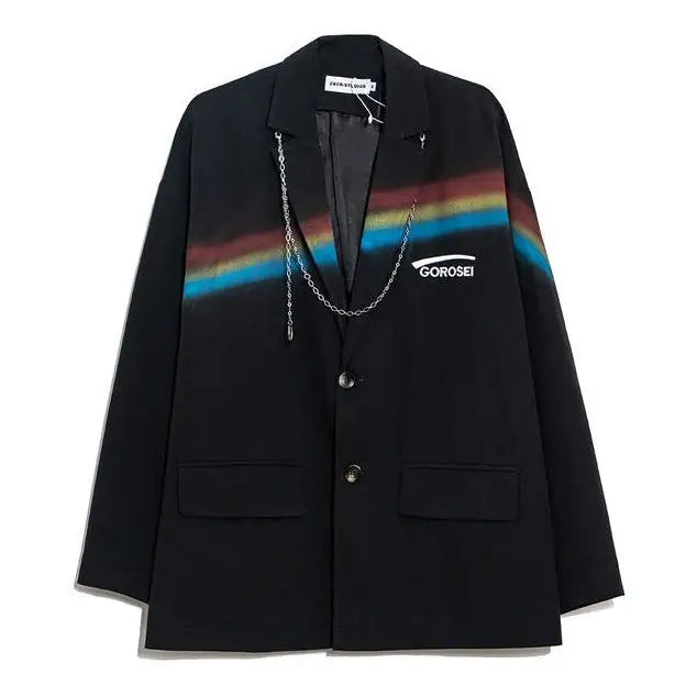 Rainbow Chain Flip Pocket Long Sleeve Blazer